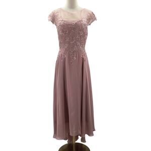 FORMAL 14 1X plus pink lace mother of bride gala party midi dress NEW B105